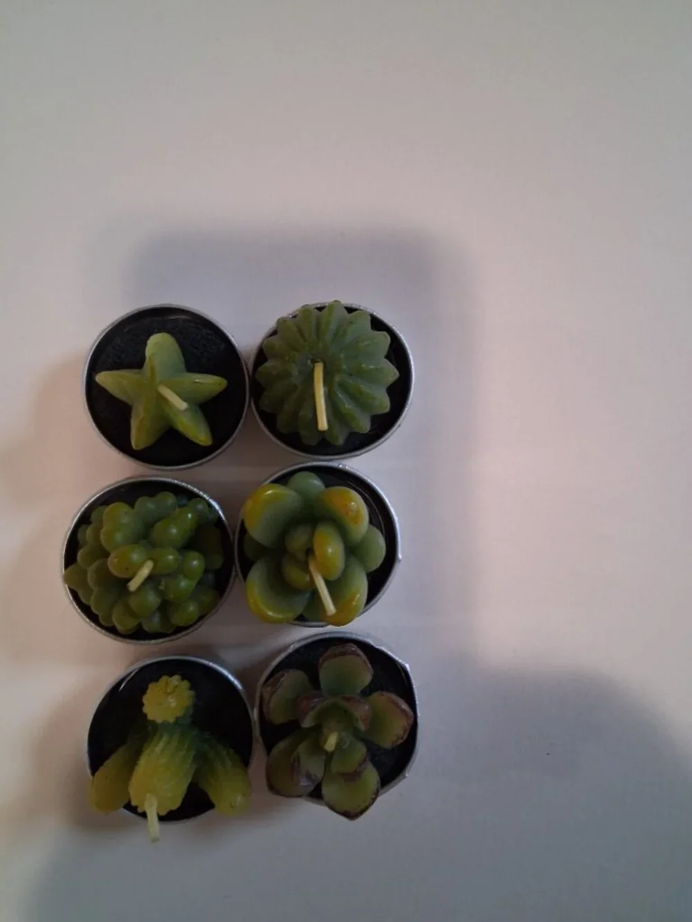 Cactus Tealight Candles, 2 sets of 6 unique styles, 1 set in box, 1 not in box